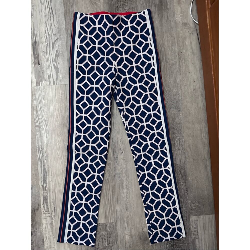 GRETCHEN SCOTT Gripeless Pull On Pants Lucy In The Sky With Diamonds Navy Shrimp - Picture 11 of 11